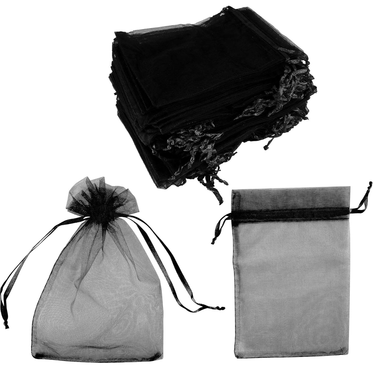 Black Organza Drawstring Bags