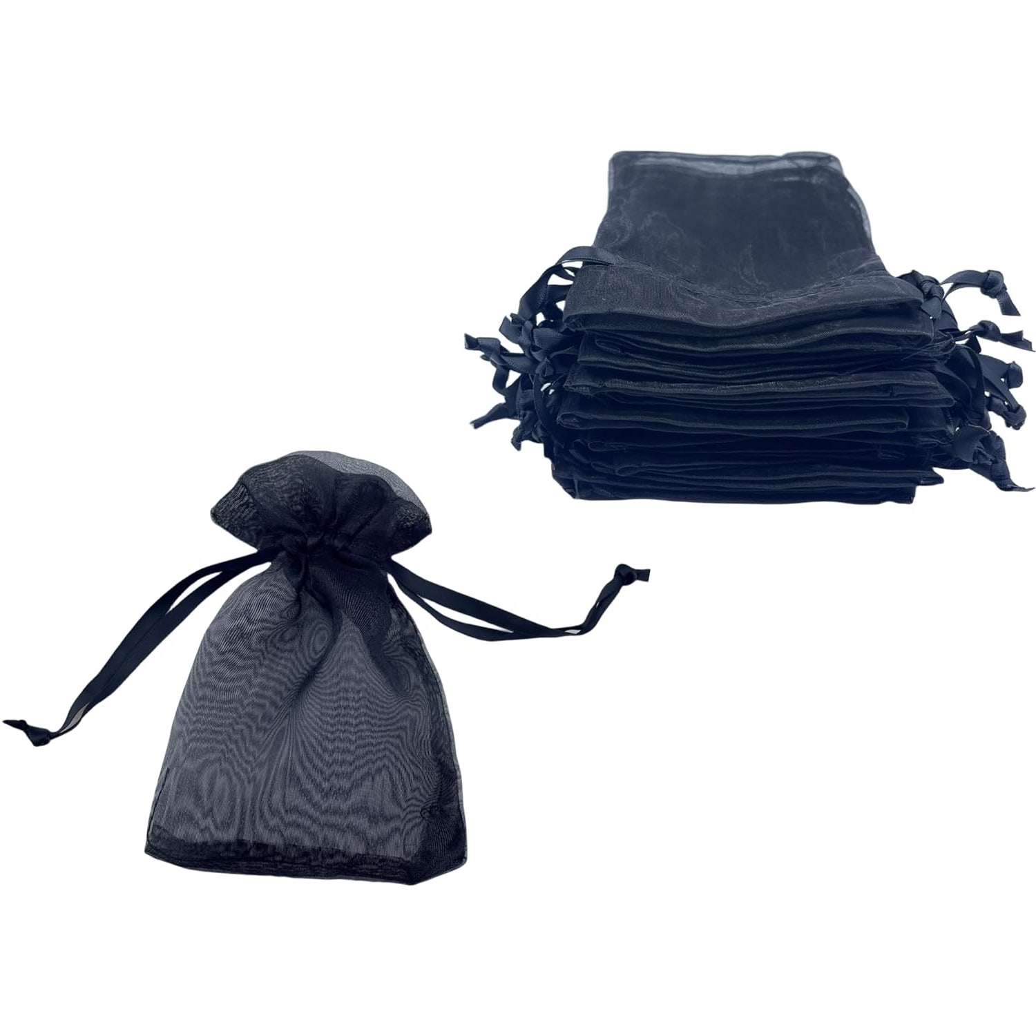 Black 6x9 inches Organza Drawstring Bags