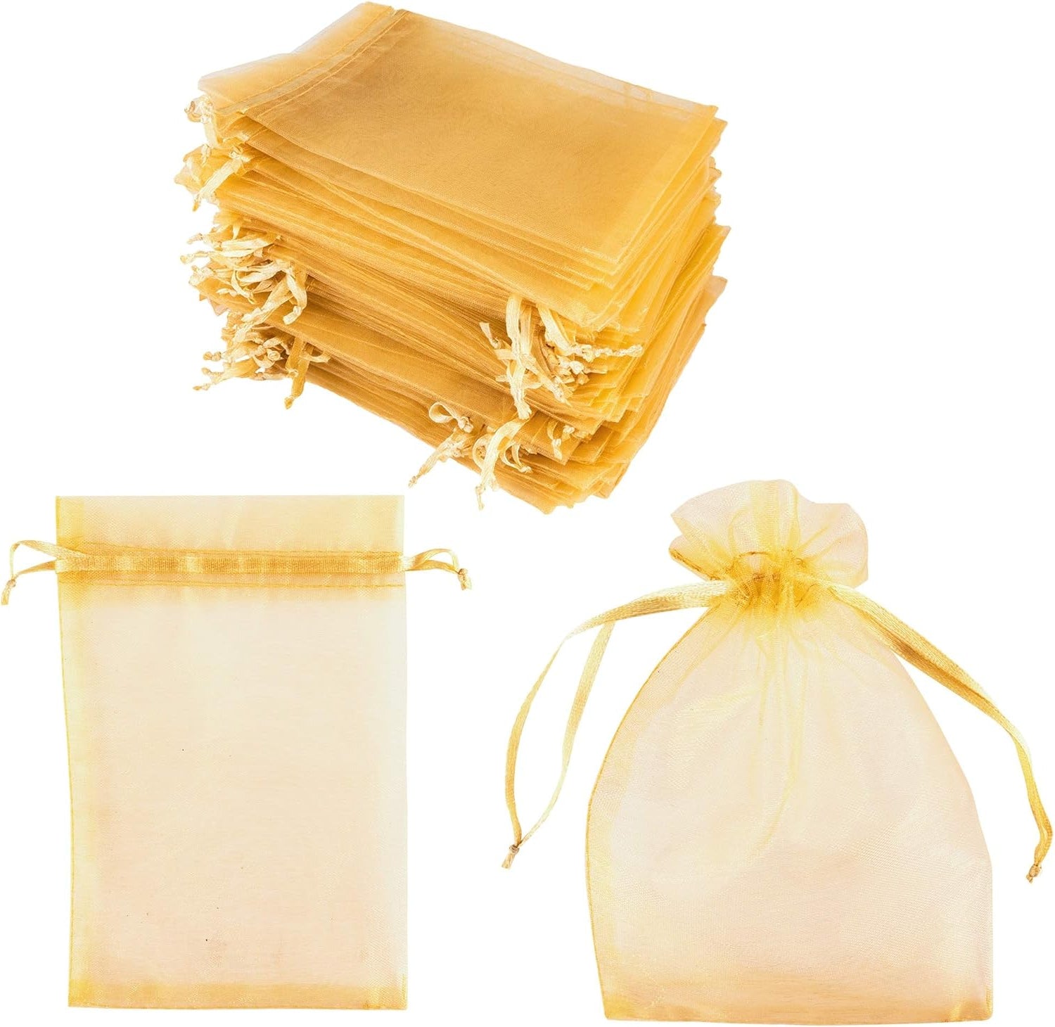 Gold Organza Drawstring Bags