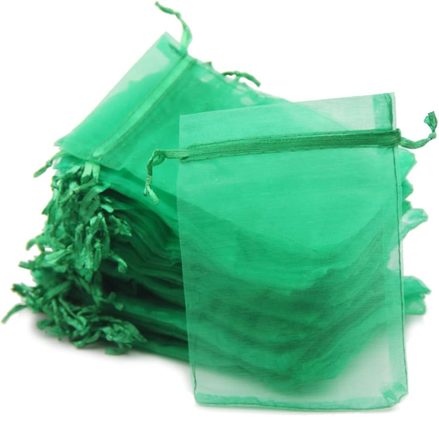 Green Organza Drawstring Bags