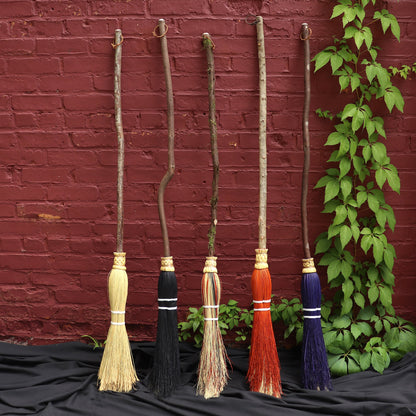 Large Mixed Color Witch Broom, Handcrafted Witch Broom with Mixed Colors, Adult Size Besom