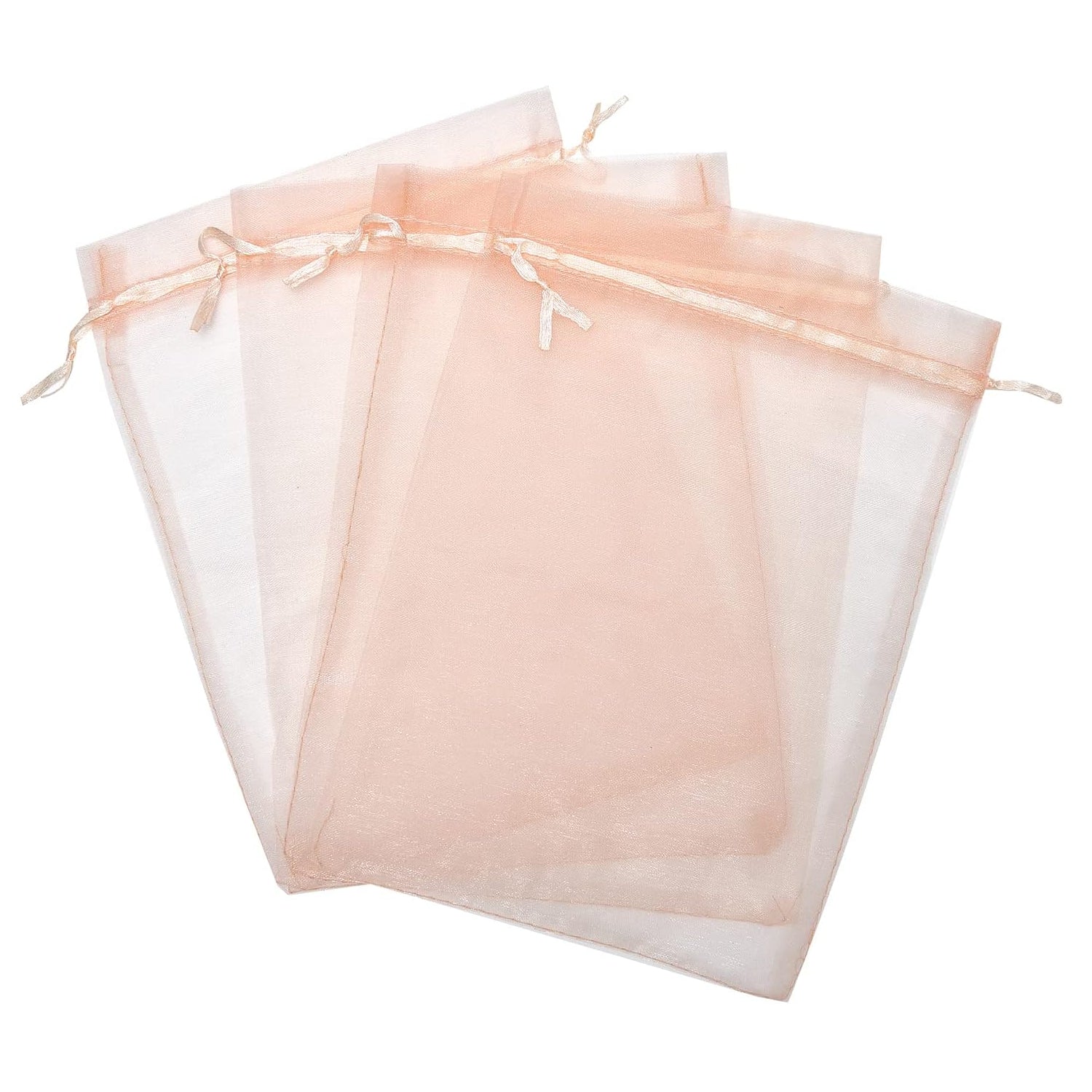 Peach Organza Drawstring Bags