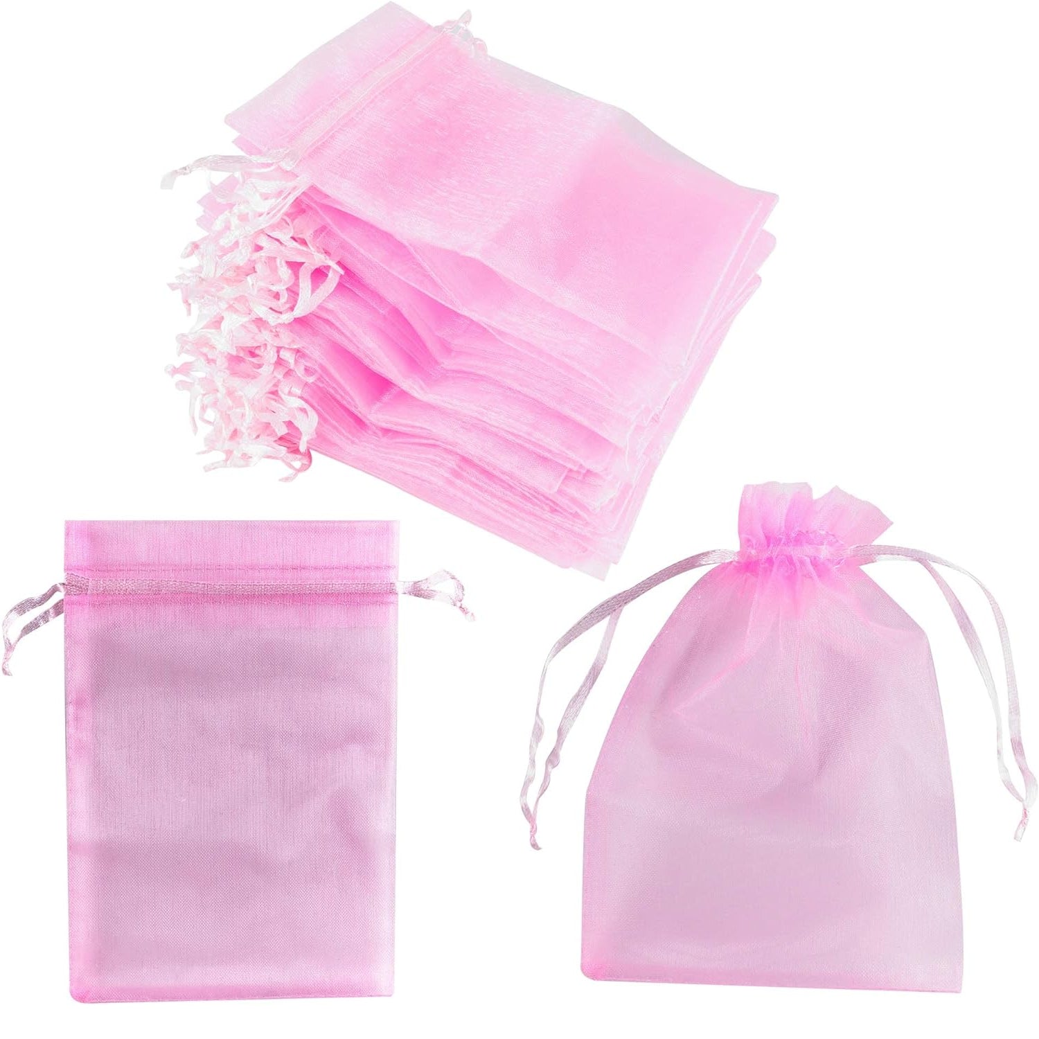 Pink Organza Drawstring Bags