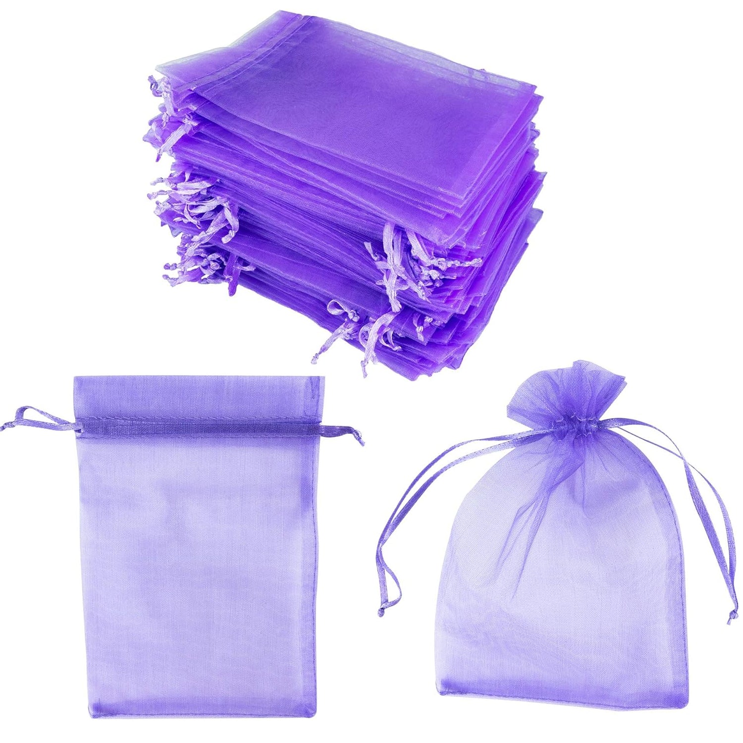 Purple Organza Drawstring Bags