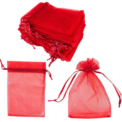 Red Organza Drawstring Bags