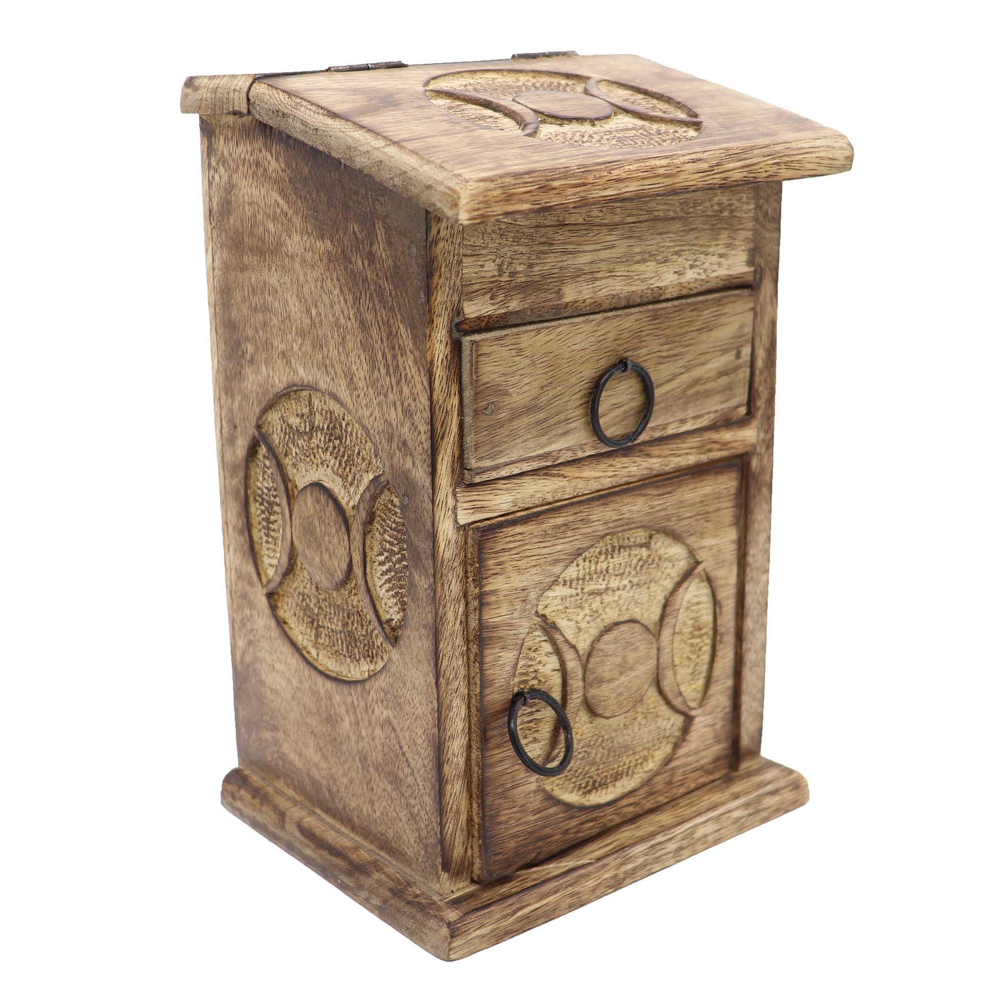 Triple Moon Wood Chest for storage of spiritual supplies from 13 Moons