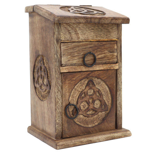 Triquetra Herb Storage Chest featuring intricate carvings 