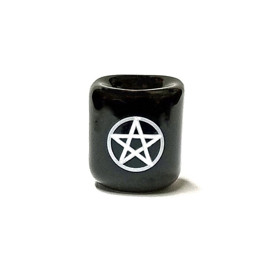 Black with White Pentacle Chime Candle Holder - 13 Moons