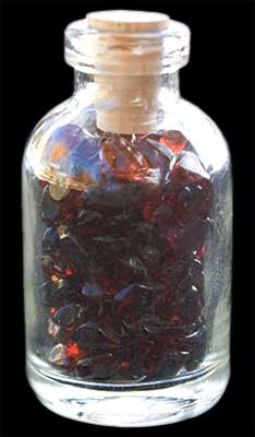 Garnet Chips in Glass Bottle 0706 Gemstone Factory