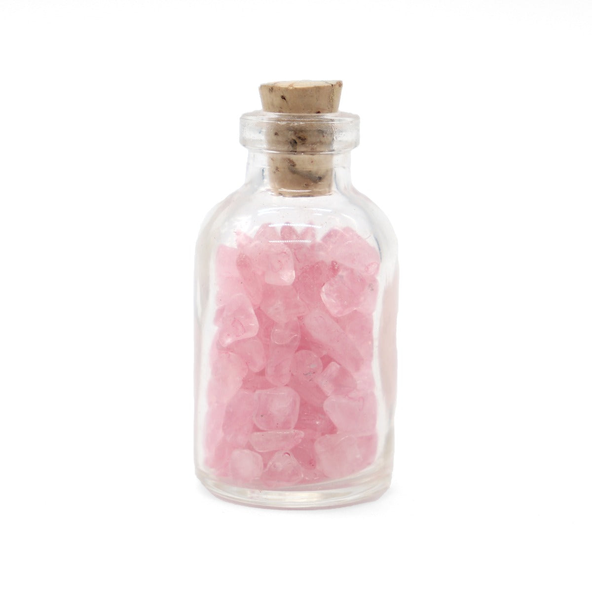 Rose Quartz Chips in Glass Bottle 0706 Gemstone Factory