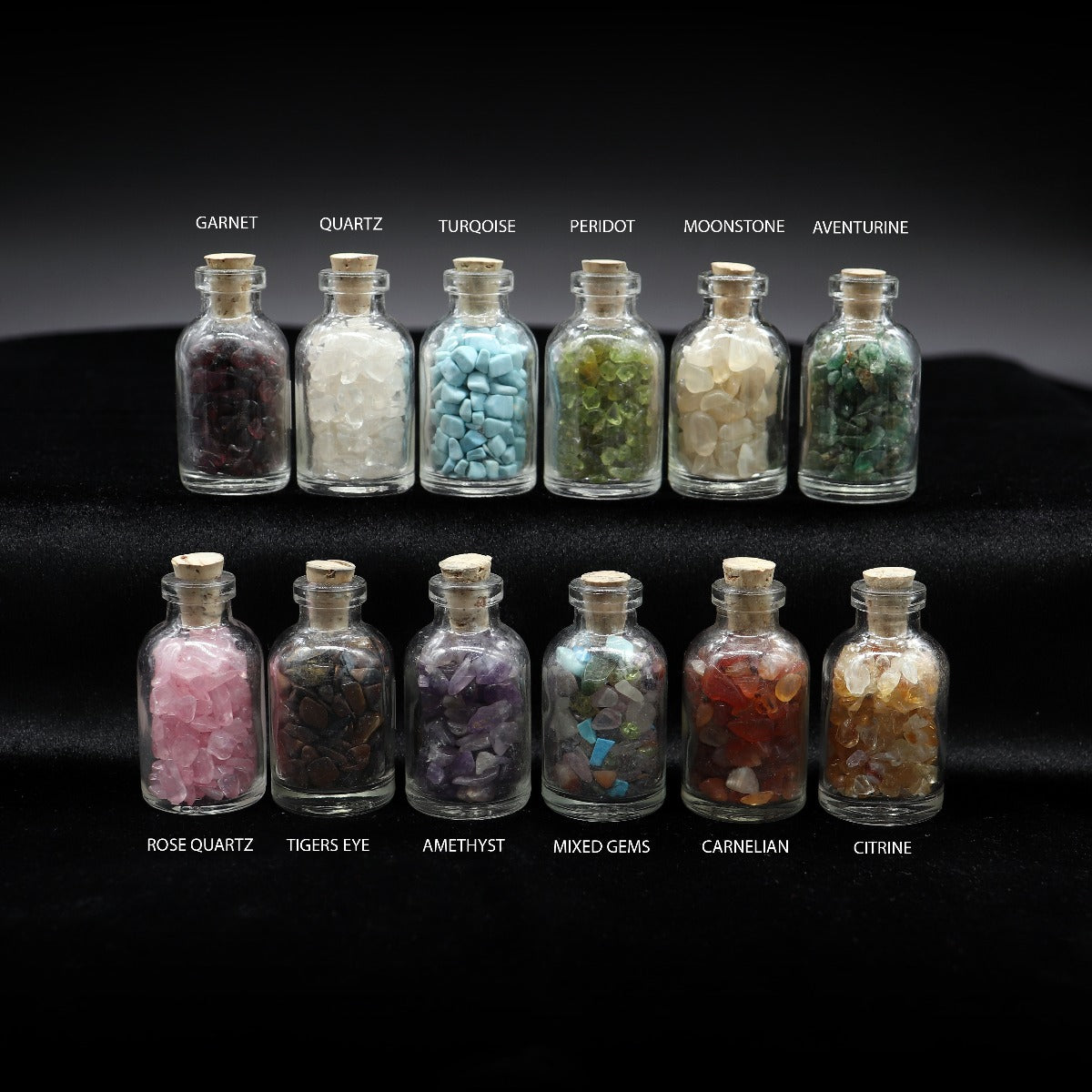 Clear Quartz Chips in Glass Bottle 0706 Gemstone Factory