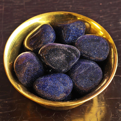 Goldstone, Blue Tumbled Stone - 13 Moons