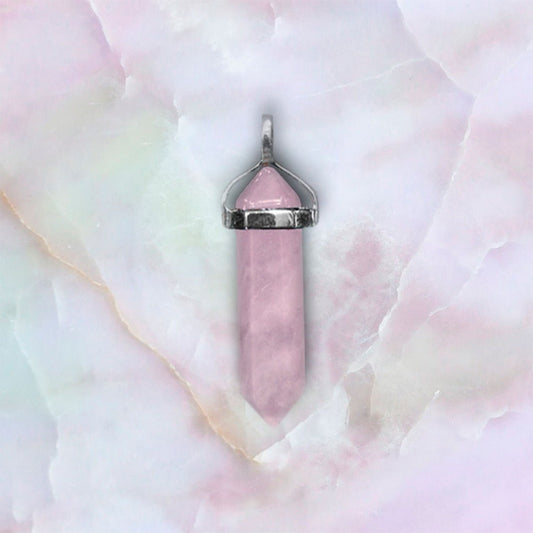 Rose Quartz Double Point Pendant - 13 Moons