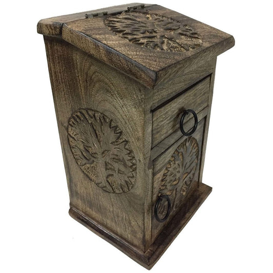 Wooden Storage Chest intricate Tree of Life design