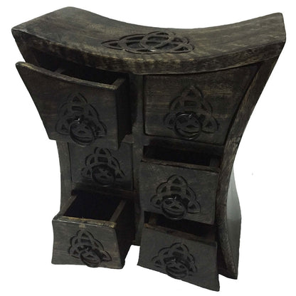 Witches Kitchen Triquetra Wooden Chest with Six Drawers